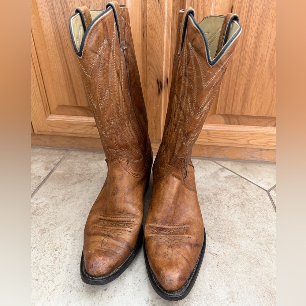 Wrangler Men’s Brown Leather Western Cowboy Boots, Size 11D - Picture 5 of 10